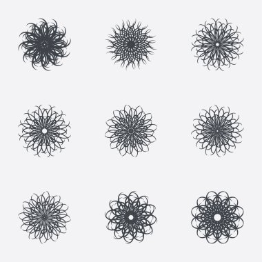 Daire geometrik süsler. Spirographs seti.