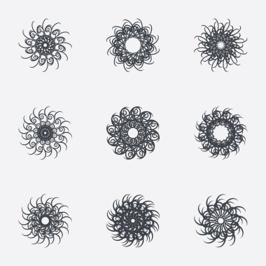 Daire geometrik süsler. Spirographs seti.