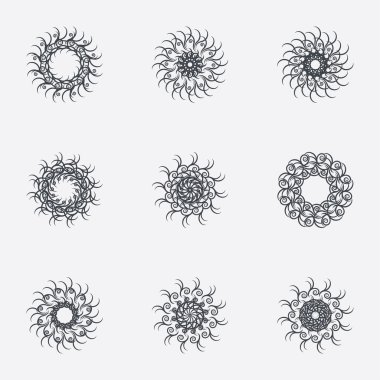 Daire geometrik süsler. Spirographs seti.