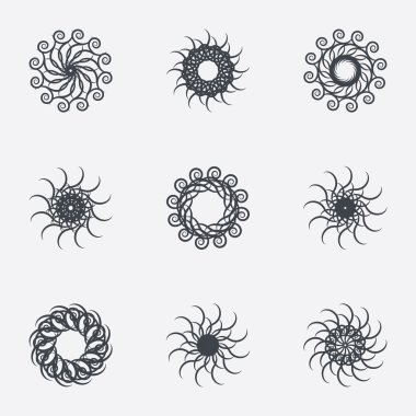 Daire geometrik süsler. Spirographs seti.