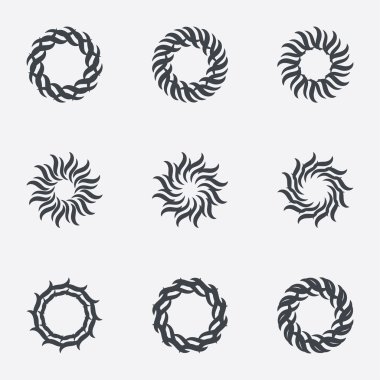 Daire geometrik süsler. Spirographs seti.