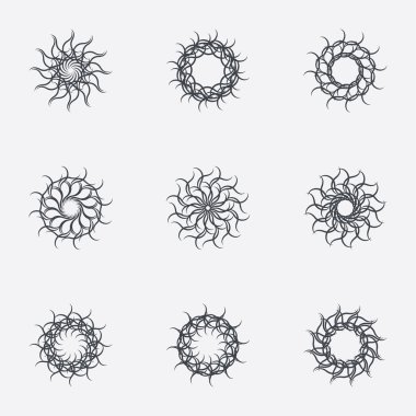 Daire geometrik süsler. Spirographs seti.