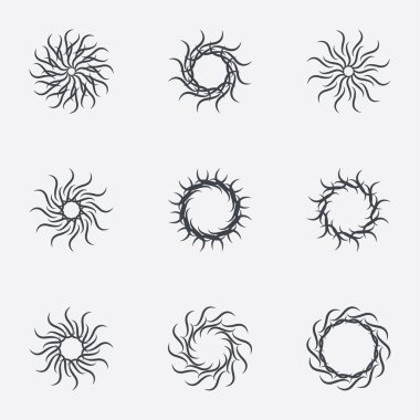 Daire geometrik süsler. Spirographs seti.