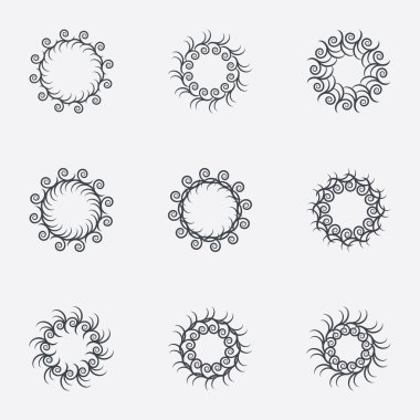 Daire geometrik süsler. Spirographs seti.