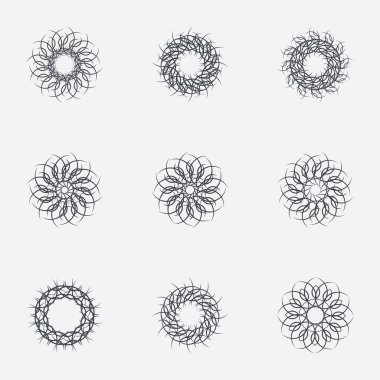 Daire geometrik süsler. Spirographs seti.