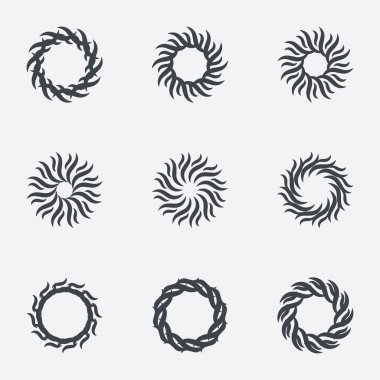 Daire geometrik süsler. Spirographs seti.