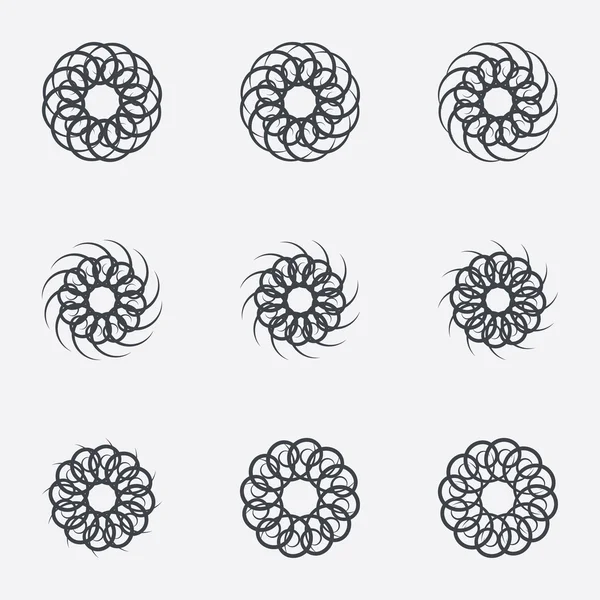 Kreis geometrische Ornamente. Spirographen-Set. — Stockvektor