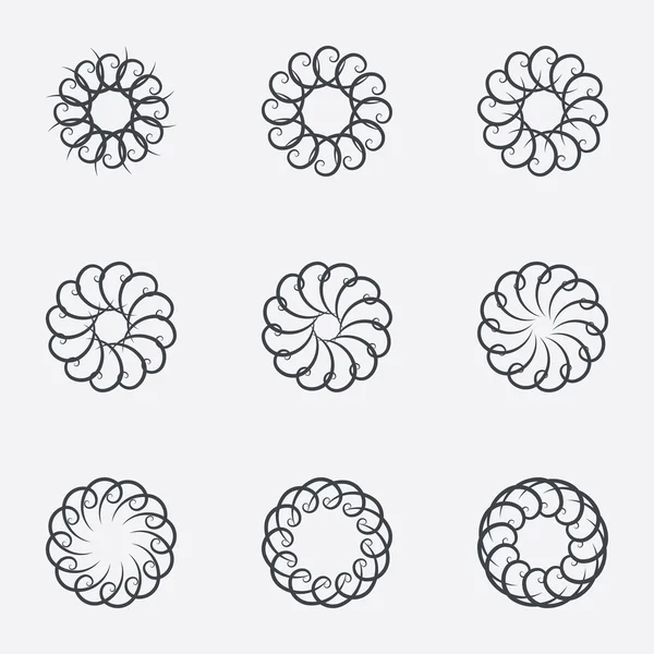 Enfeites geométricos de círculo. Conjunto de espirografias . — Vetor de Stock