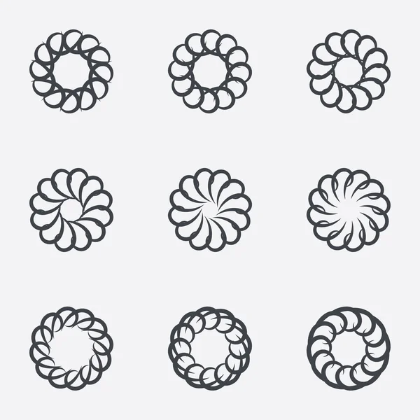 Circle geometric ornaments. Spirographs set. — Stock Vector