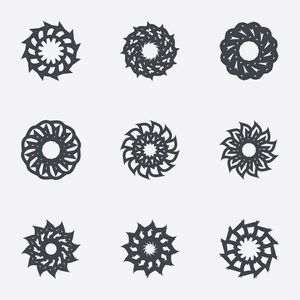 Enfeites geométricos de círculo. Conjunto de espirografias . — Vetor de Stock