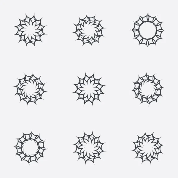 Enfeites geométricos de círculo. Conjunto de espirografias . — Vetor de Stock