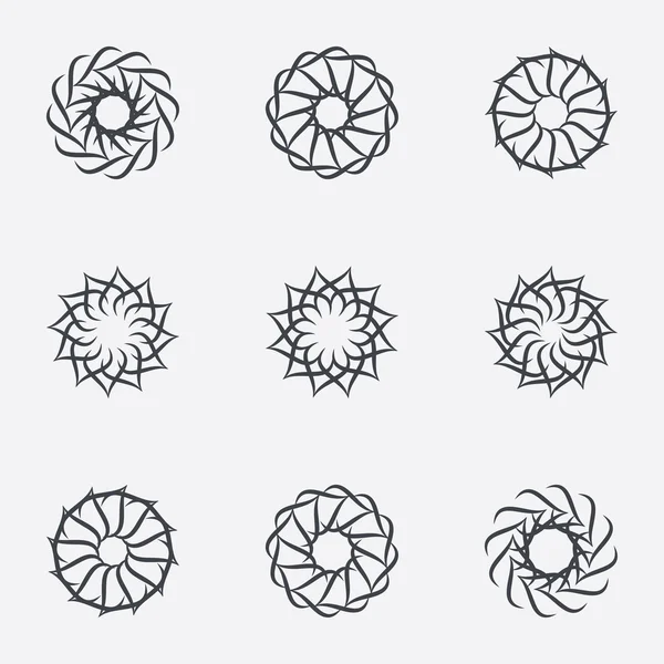 Enfeites geométricos de círculo. Conjunto de espirografias . — Vetor de Stock