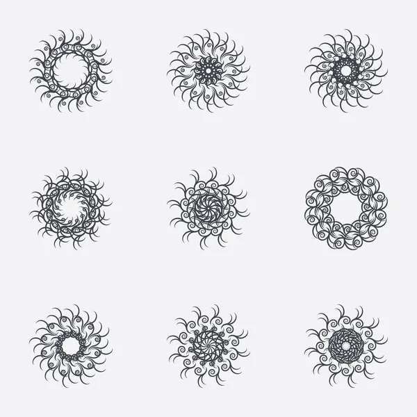 Kreis geometrische Ornamente. Spirographen-Set. — Stockvektor