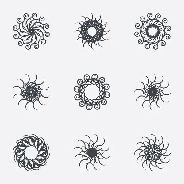 Circle geometric ornaments. Spirographs set. — Stock Vector