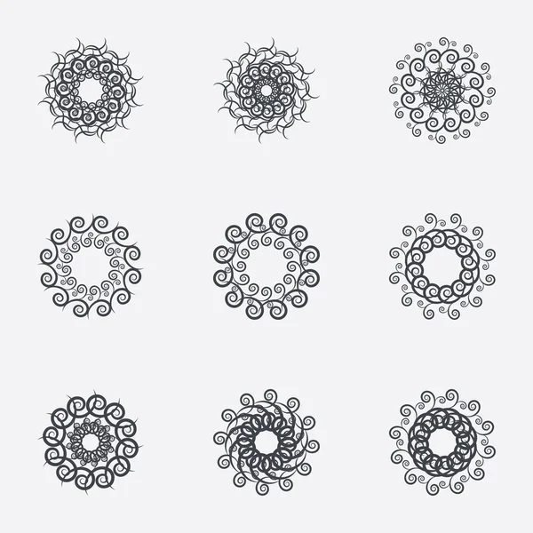 Cirkel geometrische ornamenten. Spirographs set. — Stockvector