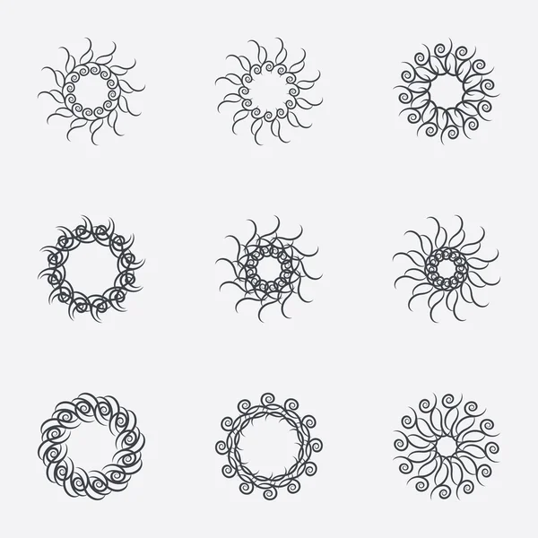円の幾何学的な装飾品。スパイロ グラフ セット. — ストックベクタ