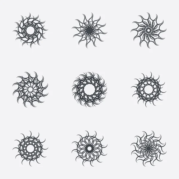 Ornamenti geometrici circolari. Spirografi impostati . — Vettoriale Stock