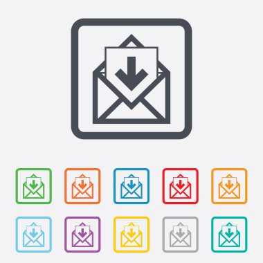 메일 아이콘입니다. 봉투 기호입니다. 받은 편지함 메시지 서명.