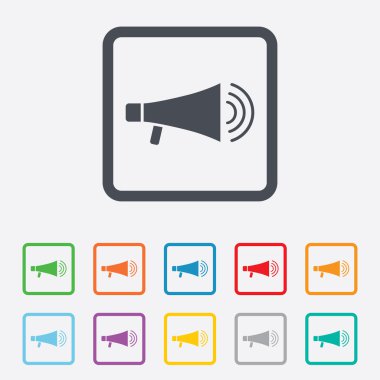 Yakında simge megafon. hoparlör simgesi.