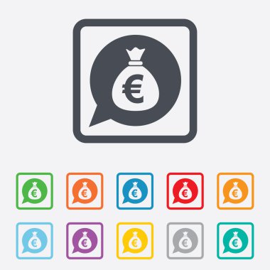 para çantası işareti simgesi. Euro eur para.