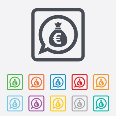 para çantası işareti simgesi. Euro eur para.