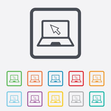 laptop işareti simgesi. imleç simgesi olan dizüstü bilgisayar