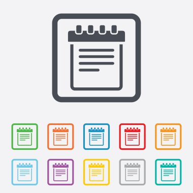 not etmek oturum simgesi. Kağıt defter sembolü.