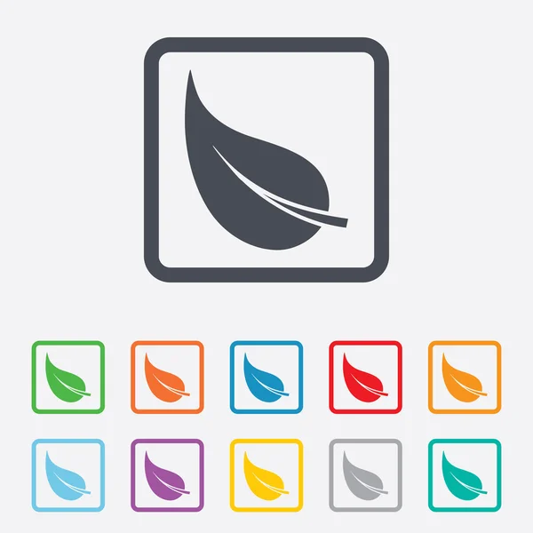 Icono de signo de hoja. Símbolo producto fresco . — Vector de stock