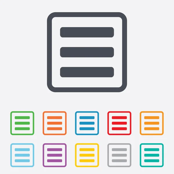 リスト記号アイコン。コンテンツ ビュー オプション記号. — ストックベクタ