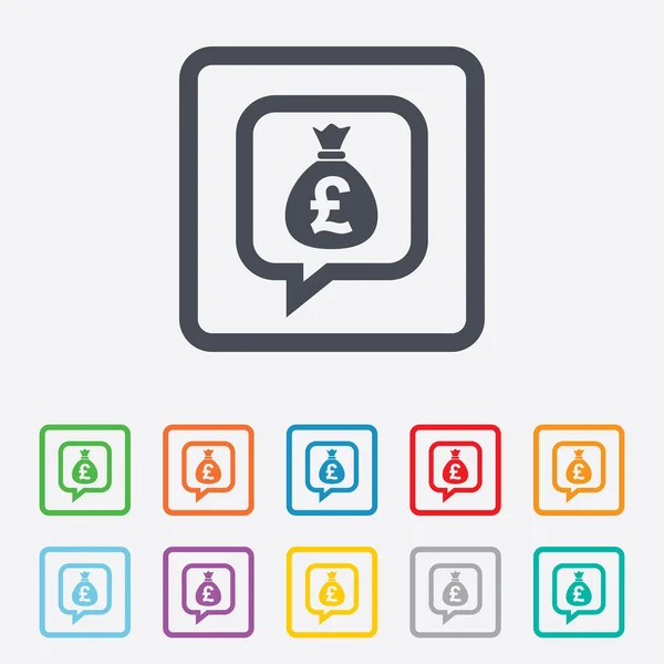 Pengar väska tecken ikon. pund gbp valuta. — Stock vektor
