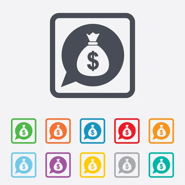Pengar väska tecken ikon. dollar dollar valuta. — Stock vektor