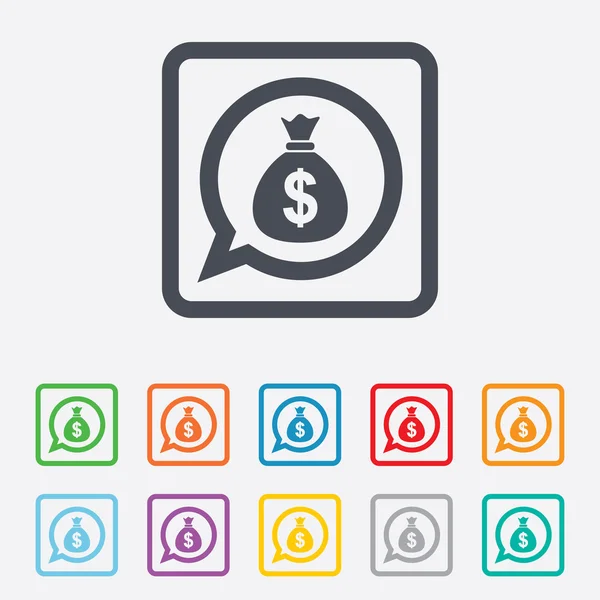 Icône de signe de sac d'argent. Dollar USD devise . — Image vectorielle
