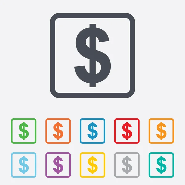 Dollarteken pictogram. USD valutasymbool. — Stockvector