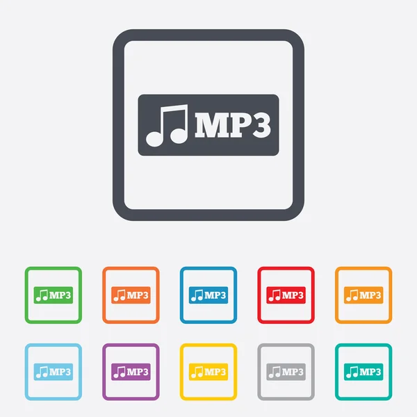 Mp3 Musikformat Zeichen-Symbol. Musikalisches Symbol. — Stockvektor