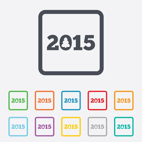 Ευτυχισμένο το νέο έτος 2015 εικονίδιο "υπογραφή". ημερομηνία ημερολογίου. — Διανυσματικό Αρχείο