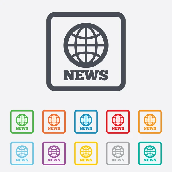 Nieuws teken pictogram. wereld globe symbool. — Stockvector