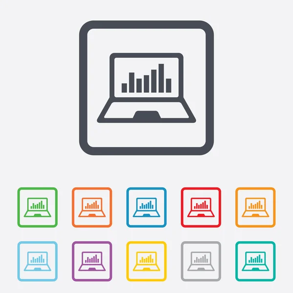 Ícone do sinal do portátil. Notebook pc com símbolo gráfico — Vetor de Stock