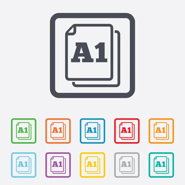 Papier grootte a1 standaard pictogram. document symbool. — Stockvector