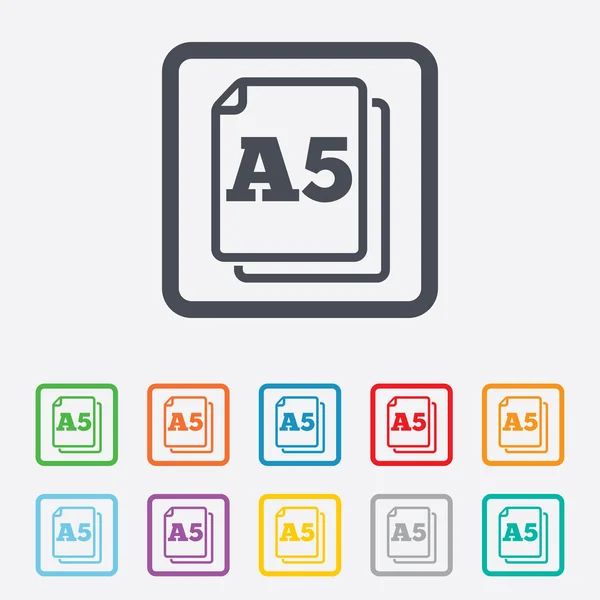 Papier grootte a5 standaard pictogram. document symbool. — Stockvector