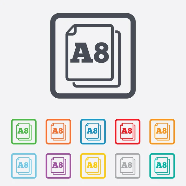 Paper size A8 standard icon. Document symbol. — Stock Vector