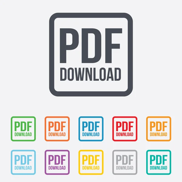 PDF download icoon. uploaden bestand knop. — Wektor stockowy