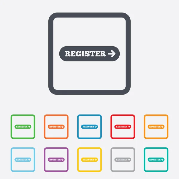 Registreren met pijlpictogram teken. lidmaatschap symbool — Stockvector