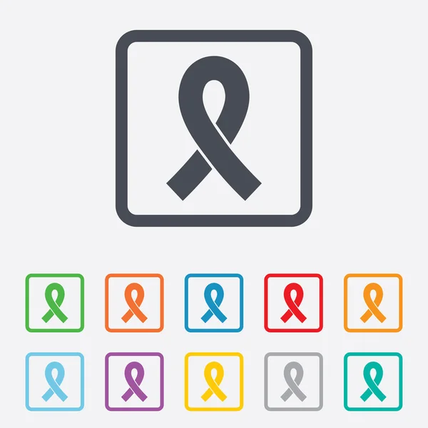 Lint teken pictogram. borst kanker bewustzijn symbool — Stockvector