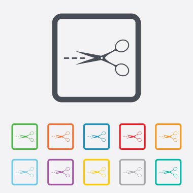 makasla kesme çizgi işareti simgesi. terzi sembolü.