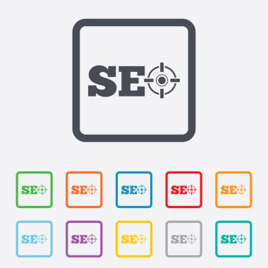 SEO işareti simgesi. Arama Motoru Optimizasyonu sembolü.