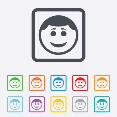 gülümsemek yüz simgesi. Smiley ile saç modeli simgesi.