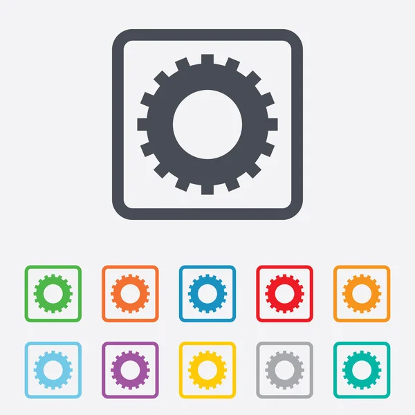 Icono de signo de configuración de engranaje. Cogwheel símbolo de engranaje . — Vector de stock