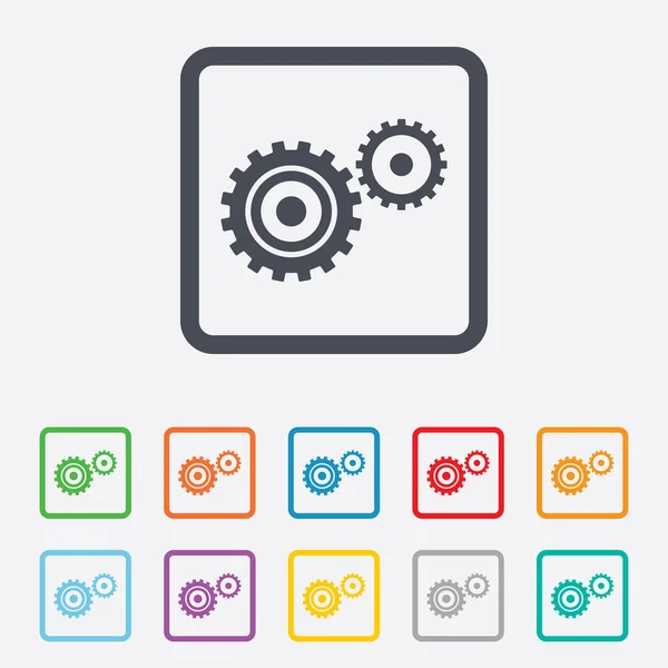 Configurações de engrenagem ícone de sinal. Cogwheel gear símbolo . — Vetor de Stock