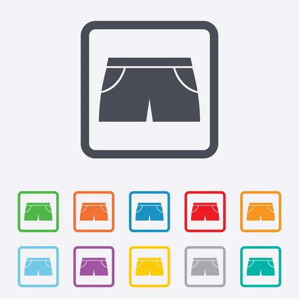 Calções esportivos femininos sinal ícone. Símbolo da roupa . — Vetor de Stock