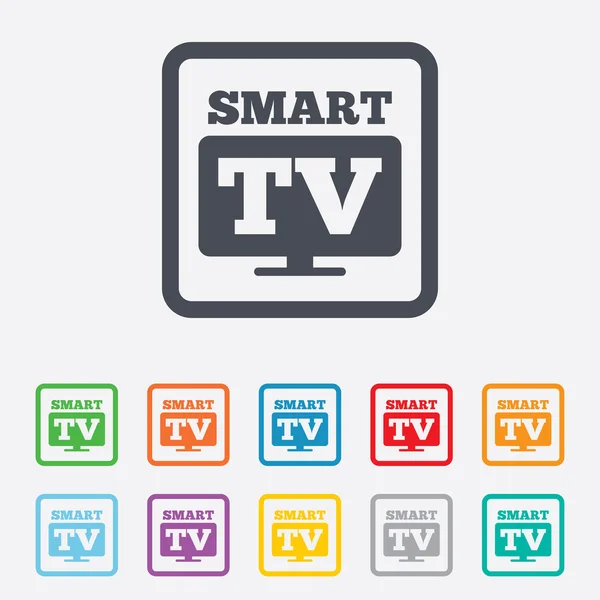 Widescreen Smart TV sign icon. Television set. — Stock Vector